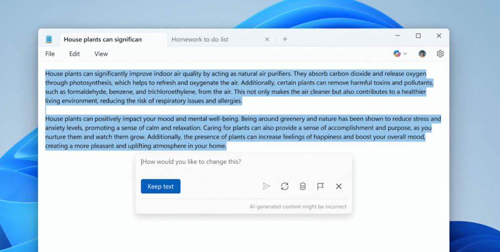 Microsoft Notepad’s latest AI trick produces custom text for you