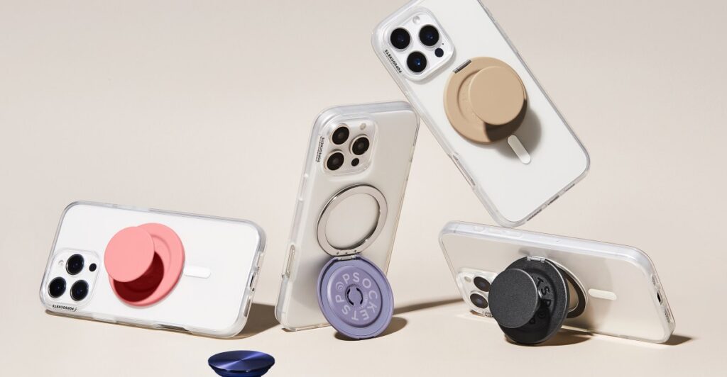 The new kickout grip of pop sockets can present your phone vertically