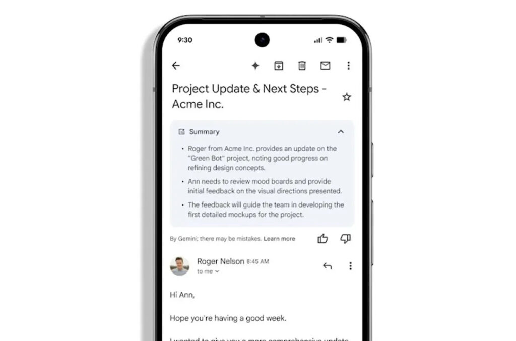Gmail app can automatically summarize these long email threads