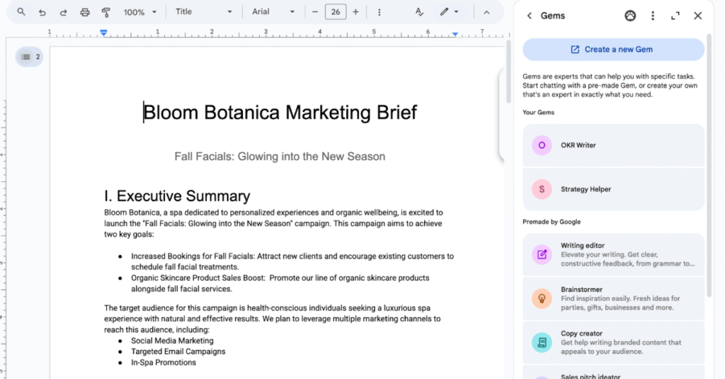 Google Custom Gemini Chat Bots are now in documents, sheets and Gmail