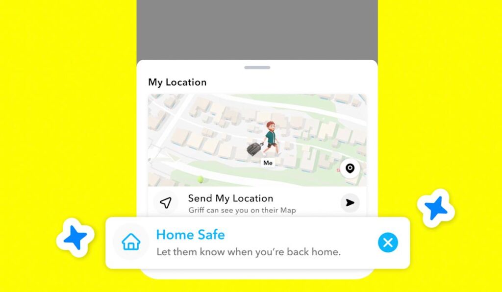 Snapchat can automatically tell a trusted friend that you will be safe home