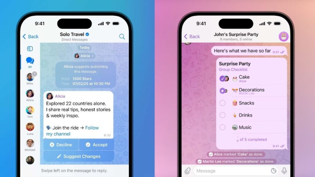Telegram rolls checklists, suggesting posts and minetization tools in channels