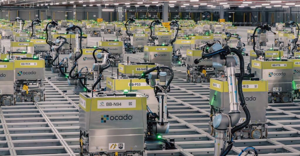 Automatic warehouse where robots are packing your grocery