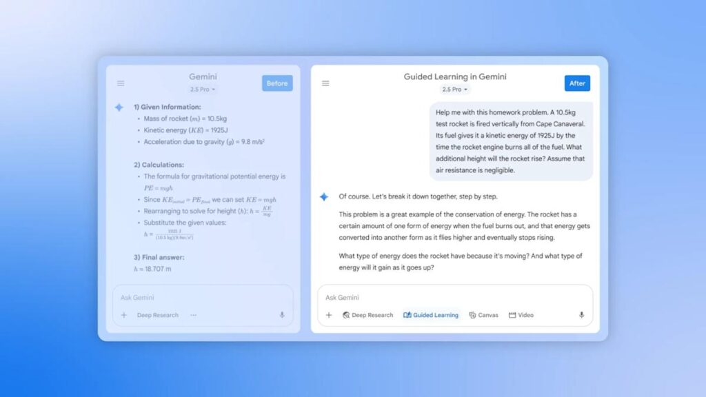 Gemini’s new guidance Learning mode can quiz students and can create interactive study AIDS