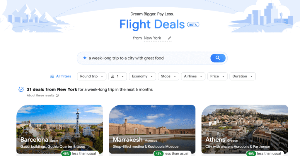 Google flights can help you book travel when you don’t know where to go