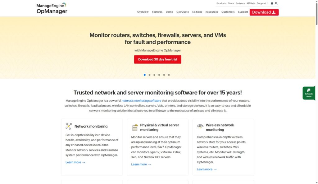 I tried the Managingian OP manager, and I found out that it offers a comprehensive network monitor for enterprises